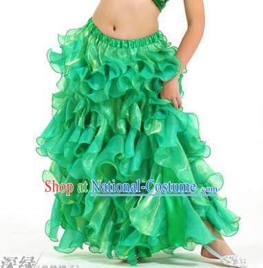 Traditional Indian Belly Dance Green Skirts Asian India Oriental Dance Costume for Women