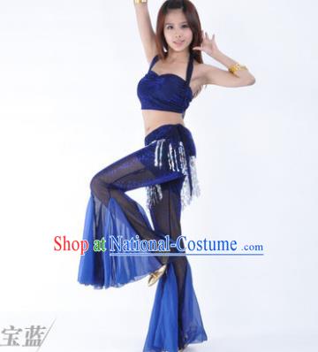 Traditional Indian Belly Dance Training Clothing India Oriental Dance Royalblue Outfits for Women