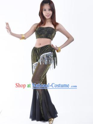 Traditional Indian Belly Dance Training Clothing India Oriental Dance Black Outfits for Women