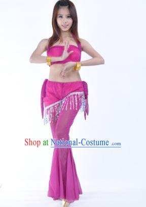 Traditional Indian Belly Dance Training Clothing India Oriental Dance Rosy Outfits for Women