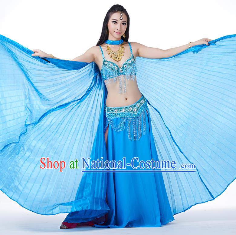 Indian Traditional Belly Dance Blue Wings India Raks Sharki Props for Women