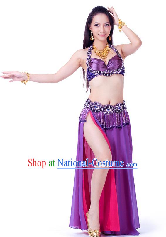 Traditional Indian Belly Dance Purple and Rosy Dress India Oriental Dance Clothing for Women