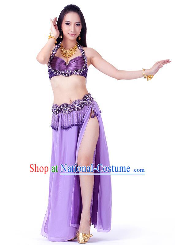 Traditional Indian Belly Dance Purple Dress India Oriental Dance Clothing for Women