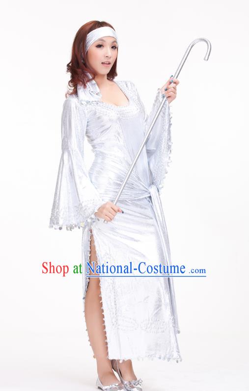 Traditional Romany Performance White Dress Oriental Dance Belly Dance Costume for Women