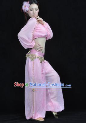 Traditional Bollywood Dance Performance Pink Clothing Indian Dance Belly Dance Costume for Women