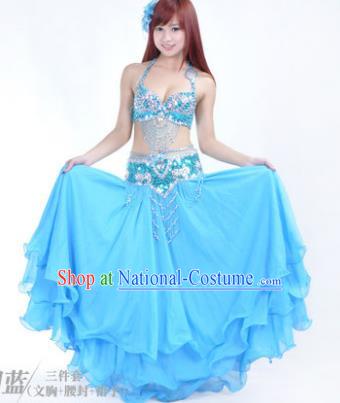 Traditional Indian Bollywood Belly Dance Blue Dress India Oriental Dance Costume for Women