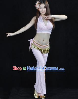 Traditional Performance Bollywood Dance Pink Uniforms Indian Belly Dance Costume for Women