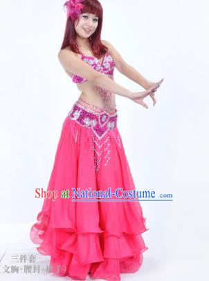 Traditional Indian Bollywood Belly Dance Rosy Dress India Oriental Dance Costume for Women