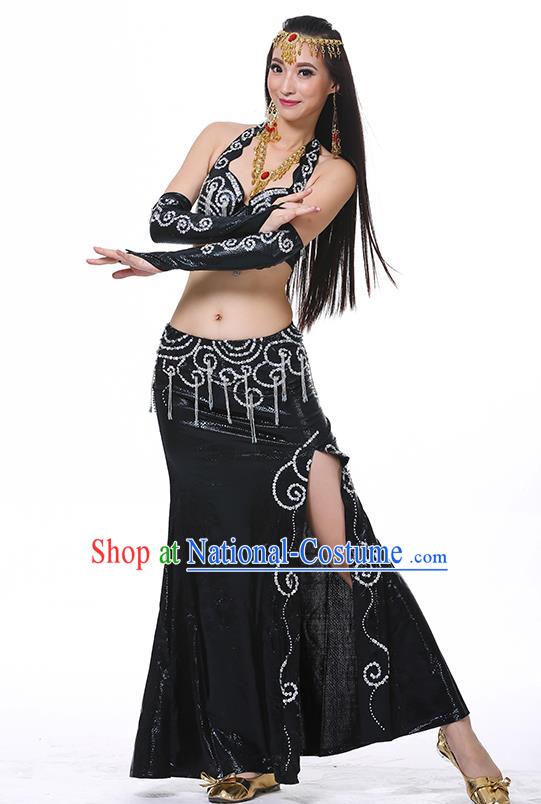 Traditional Oriental Dance Performance Black Dress Indian Belly Dance Costume for Women