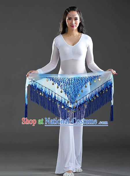 Indian Belly Dance Deep Blue Sequin Fichu Scarf Belts India Raks Sharki Waistband for Women