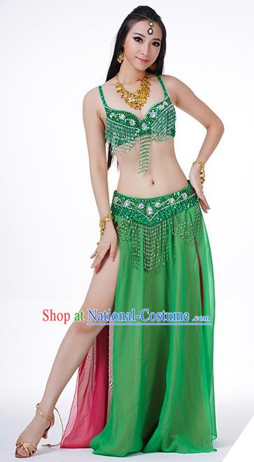 Traditional Indian Performance Rosy and Green Dress Belly Dance Costume for Women