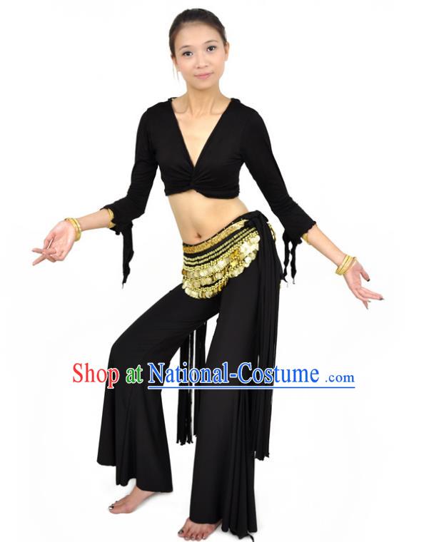 Traditional Indian Performance Dance Black Suits Belly Dance Costume for Women