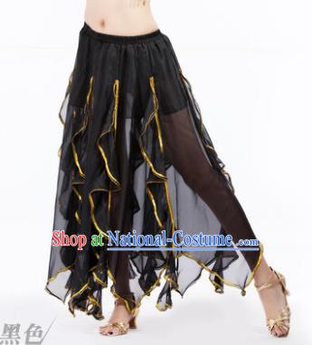 Traditional Indian Belly Dance Black Ruffled Skirt India Oriental Dance Costume for Women