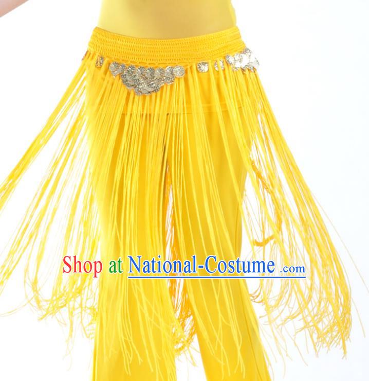 Indian Belly Dance Yellow Tassel Waist Chain Belts India Raks Sharki Waistband for Women