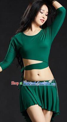 Traditional Indian Yoga Performance Green Uniforms Oriental Dance Belly Dance Costume for Women