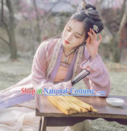 Traditional Chinese Ancient Hanfu Song Dynasty Young Lady Costume for Women