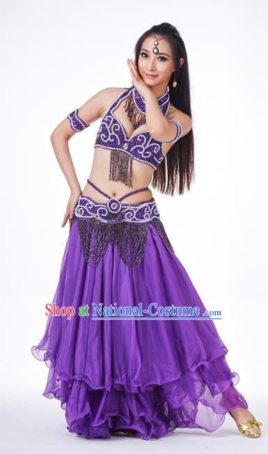 Traditional Oriental Dance Costume Indian Belly Dance Purple Dress for Women