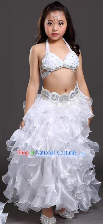 Traditional Children Oriental Dance Costume Indian Belly Dance White Dress for Kids