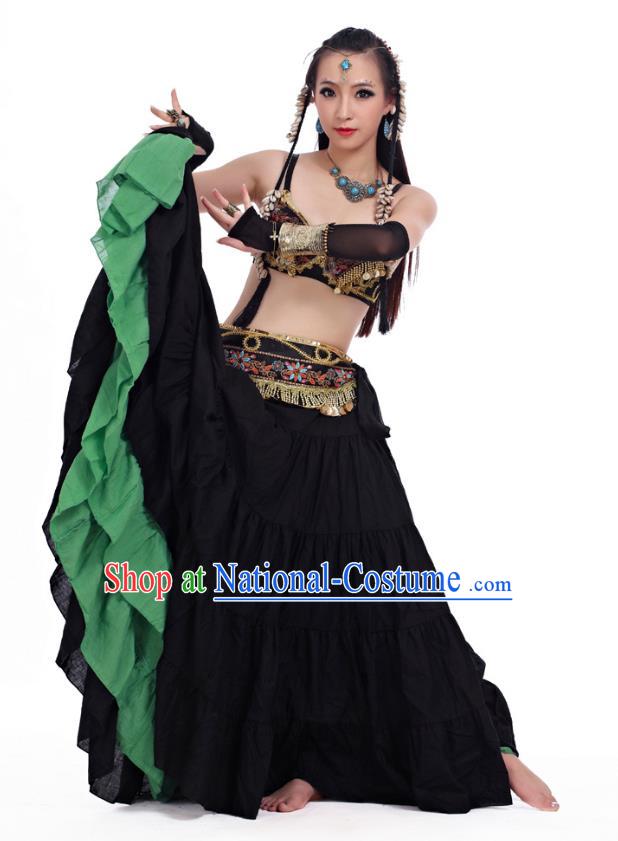 Traditional India Oriental Bollywood Dance Costume Indian Belly Dance Black Dress for Women