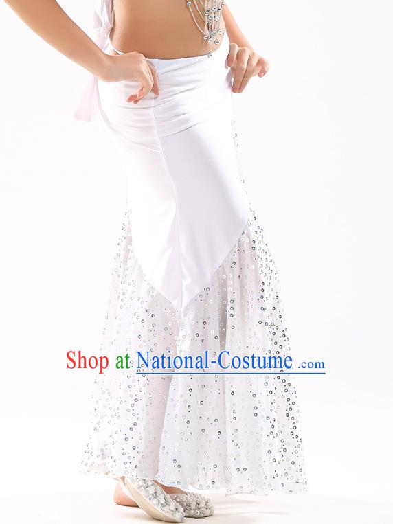 Traditional India Oriental Bollywood Dance White Skirt Indian Belly Dance Costume for Kids