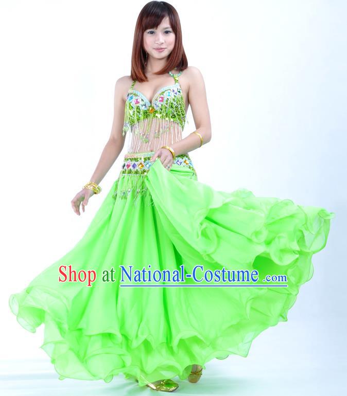 Indian Traditional Oriental Bollywood Dance Green Dress Belly Dance Costume for Women