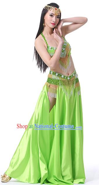 Indian Traditional Oriental Bollywood Dance Light Green Dress Belly Dance Sexy Costume for Women