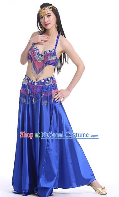 Indian Traditional Oriental Bollywood Dance Royalblue Dress Belly Dance Sexy Costume for Women