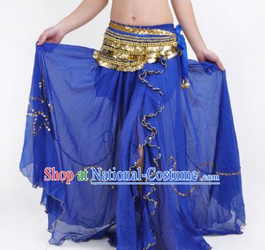 Indian Belly Dance Stage Performance Costume, India Oriental Dance Royalblue Skirt for Women