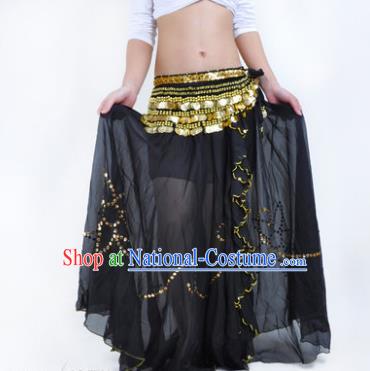 Indian Belly Dance Stage Performance Costume, India Oriental Dance Black Skirt for Women