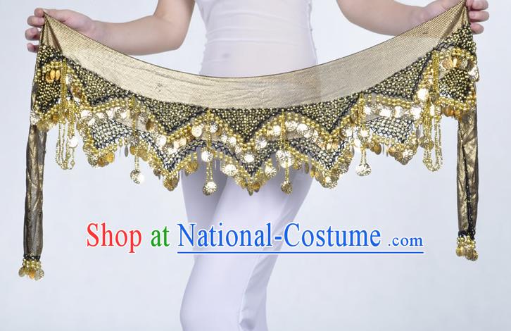 Indian Belly Dance Accessories Golden Sequin Black Waist Chain Belts India Raks Sharki Waistband for Women