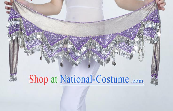 Indian Belly Dance Accessories Golden Sequin Purple Waist Chain Belts India Raks Sharki Waistband for Women