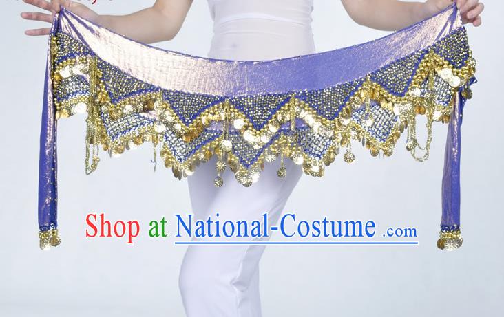 Indian Belly Dance Accessories Golden Sequin Royalblue Waist Chain Belts India Raks Sharki Waistband for Women