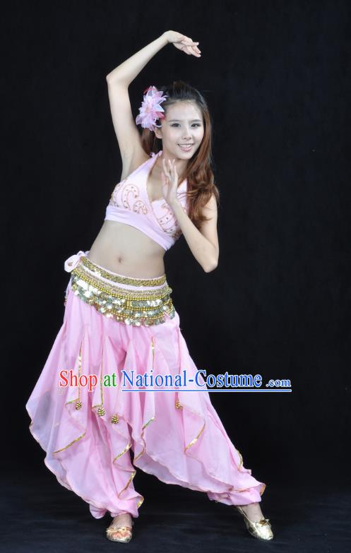 Asian Indian Traditional Costume Belly Dance Stage Performance Oriental Dance Pink Clothing for Women