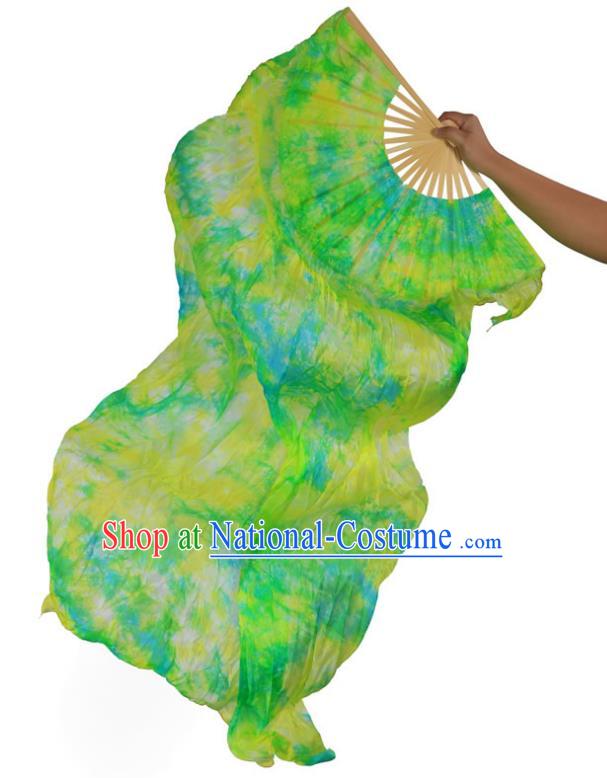 Indian Belly Dance Props Green Silk Folding Fans Stage Performance Dance Fan for Women