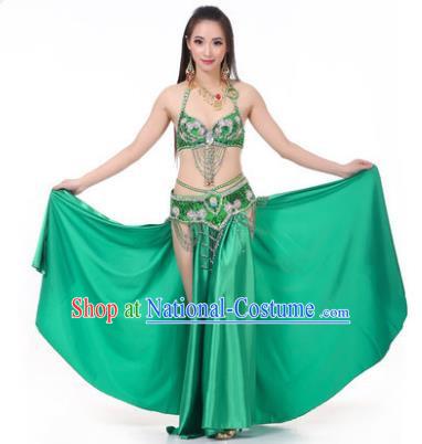 Asian Indian Traditional Costume Oriental Dance Green Dress Belly Dance Stage Performance Clothing for Women