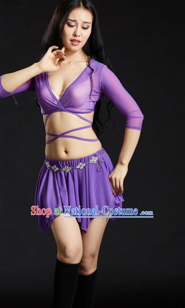 Indian Traditional Yoga Costume Purple Uniform Oriental Dance Belly Dance Stage Performance Clothing for Women