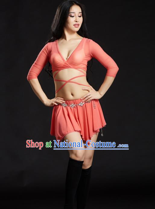 Indian Traditional Yoga Costume Pink Uniform Oriental Dance Belly Dance Stage Performance Clothing for Women