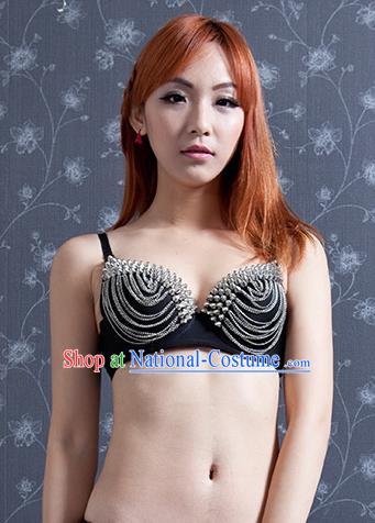 Indian Traditional Belly Dance Black Sexy Brassiere Oriental Dance Costume for Women