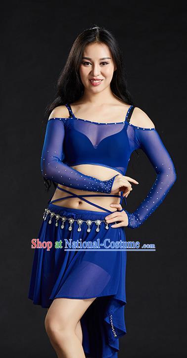 Indian Belly Dance Royalblue Dress Classical Traditional Oriental Dance Performance Costume for Women