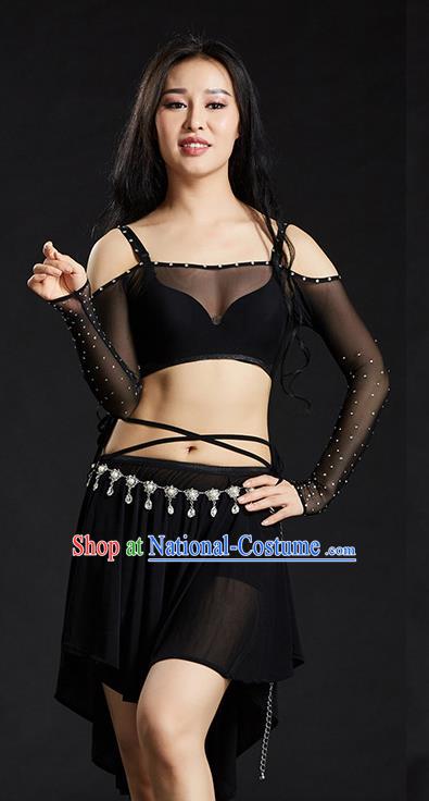 Indian Belly Dance Black Dress Classical Traditional Oriental Dance Performance Costume for Women