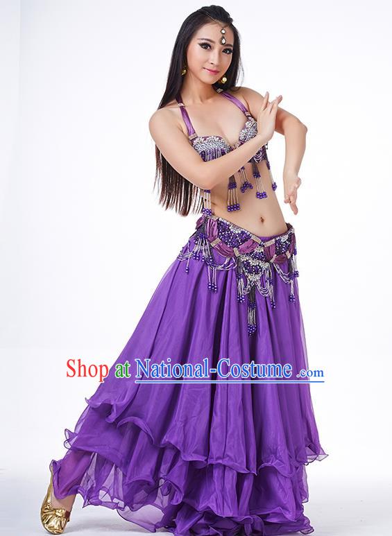 Indian Belly Dance Performance Costume Traditional India Oriental Dance Purple Dress for Women