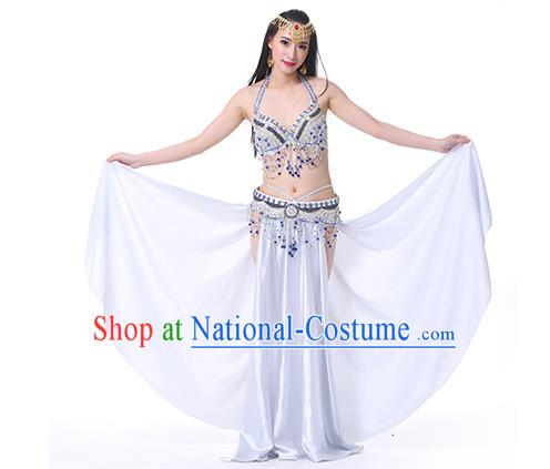 Indian Oriental Belly Dance Performance Costume Traditional Raks Sharki Dance White Dress for Women