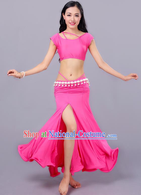 Indian Traditional Belly Dance Costume Classical Oriental Dance Pink Dress for Women