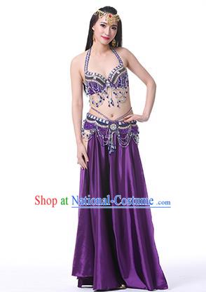 Indian Oriental Belly Dance Performance Costume Traditional Raks Sharki Dance Purple Dress for Women