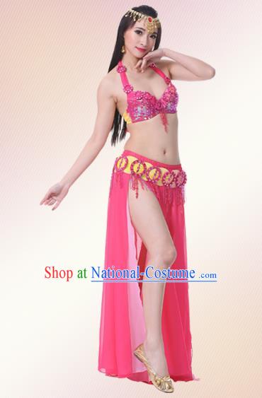 Indian Oriental Belly Dance Performance Rosy Dress Traditional Raks Sharki Dance Costume for Women