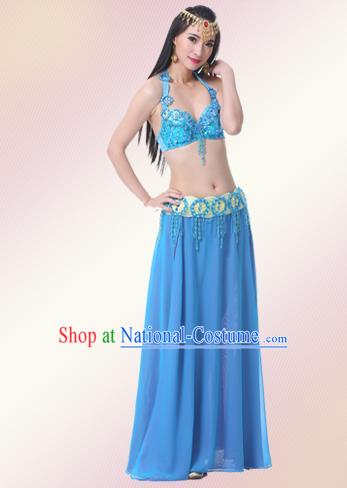 Indian Oriental Belly Dance Performance Blue Dress Traditional Raks Sharki Dance Costume for Women