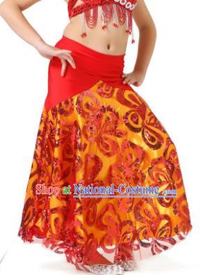 Top Indian Belly Dance Children Red Skirt India Traditional Oriental Dance Performance Costume for Kids