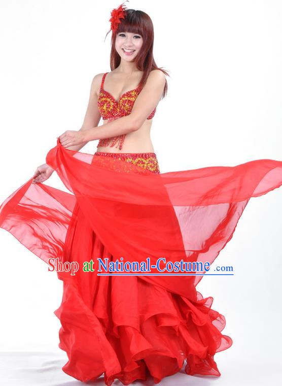 Indian Traditional Bollywood Belly Dance Costume Classical Oriental Dance Red Dress for Women