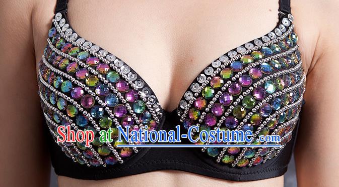 Indian Traditional Belly Dance Colorful Crystal Brassiere Oriental Dance Costume for Women