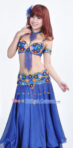 Indian Traditional Belly Dance Performance Costume Classical Oriental Dance Royalblue Dress for Women